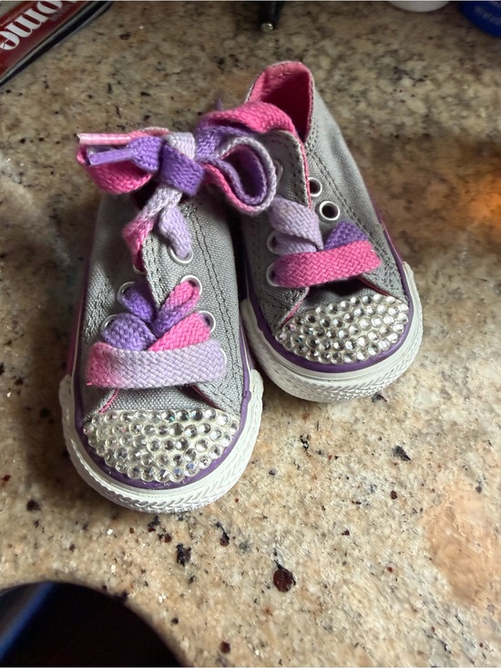 Converse All Stars Other - Baby Girl Bedazzled Converse Sneakers with Pink & Purple Accents and Sparkle